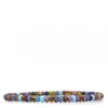 Shar Oke Men's Brown / Blue / Pink Purple, Blue, Pink & Brown Striped Czech Picasso Beaded Bracelet
