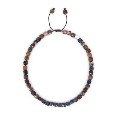 Shar Oke Men's Brown / Blue / Silver Pietersite & Blue Sapphire Bracelet In Brown/blue/silver