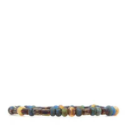 Shar Oke Men's Brown / Blue / Yellow Brown, Blue & Yellow Czech Picasso Beaded Bracelet