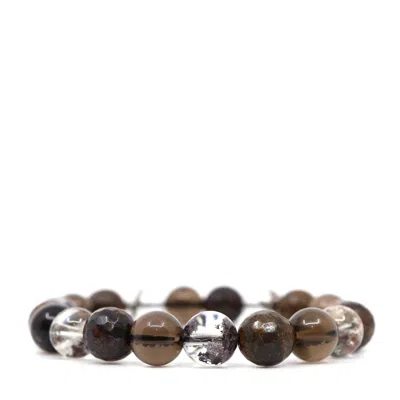 Shar Oke Men's Brown Bronzite, Smoky Quartz & Lodalite Bracelet