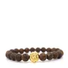 Shar Oke Men's Brown / Gold Bronzite & Lion Beaded Bracelet In Multi