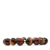 Shar Oke Men's Brown / Gold / Red Tiger's Eye & 14k Solid Gold Bracelet