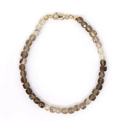 Shar Oke Men's Brown / Gold Smoky Quartz Bracelet