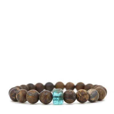 Shar Oke Men's Brown / Green Bronzite & Apatite Bracelet