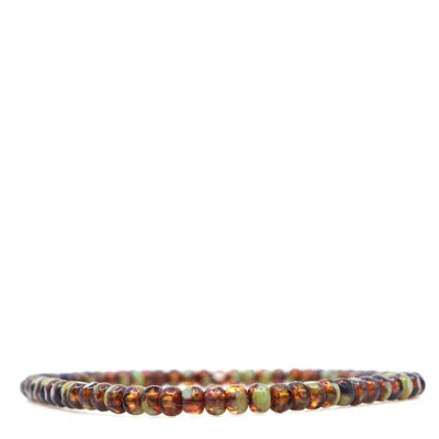 Shar Oke Men's Brown / Green Turquoise & Topaz Czech Picasso Beaded Bracelet In Multi