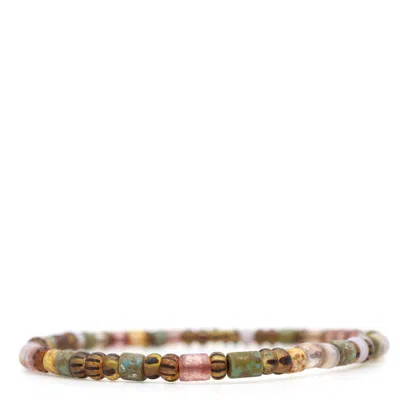 Shar Oke Men's Brown / Neutrals Brown, Pink & Yellow Czech Picasso Beaded Bracelet