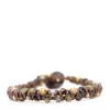 Shar Oke Men's Brown / Neutrals Brown, Turquoise & Gold Picasso Czech Beads & Brown Leather Bracelet