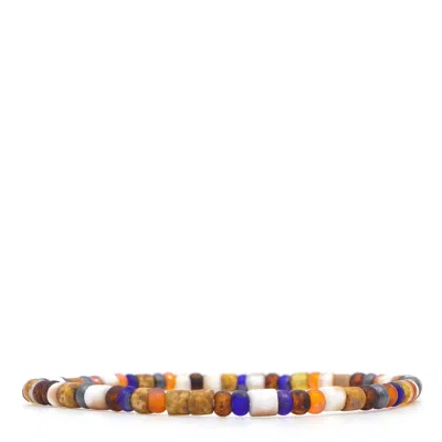 Shar Oke Men's Brown / Orange Brown, Blue & Orange Czech Picasso Beaded Bracelet In Multi