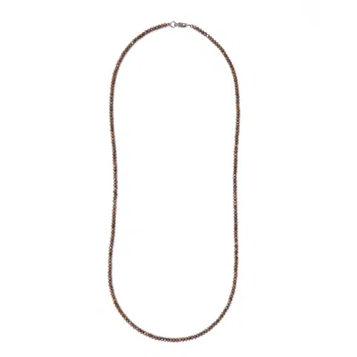 Shar Oke Men's Brown / Silver Dainty Bronzite Beaded Necklace