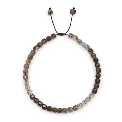 Shar Oke Men's Brown / Silver Ombre Smoky Quartz & Sterling Silver Bracelet In Multi