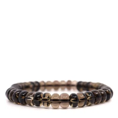 Shar Oke Men's Brown Smoky Quartz Rondelle Bracelet