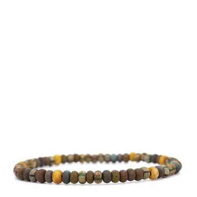 Shar Oke Men's Brown / Yellow / Blue Brown, Yellow & Blue Czech Picasso Bracelet In Brown/yellow/blue