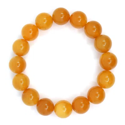 Shar Oke Men's Burmese Yellow Jade Bracelet In Orange