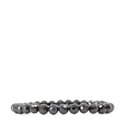 Shar Oke Men's Faceted Black Cubic Zirconia Bracelet