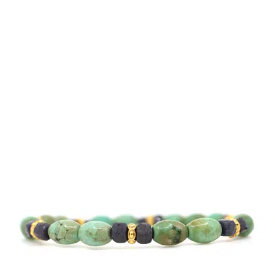 Shar Oke Men's Gold / Green / Blue Hubei Turquoise & Sapphire Bracelet In Multi