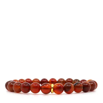 Shar Oke Men's Gold / Orange Carnelian & Solid Gold Bracelet In Gold/orange
