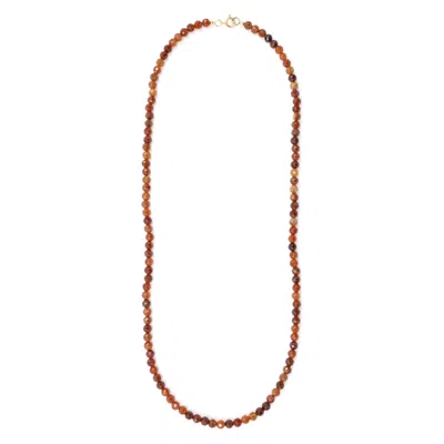 Shar Oke Men's Gold / Orange Orange Garnet Beaded Necklace In Multi