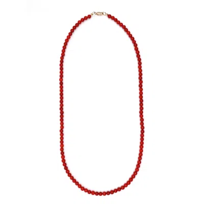 Shar Oke Men's Gold / Red Red Coral & Gold Filled Beaded Necklace In Multi
