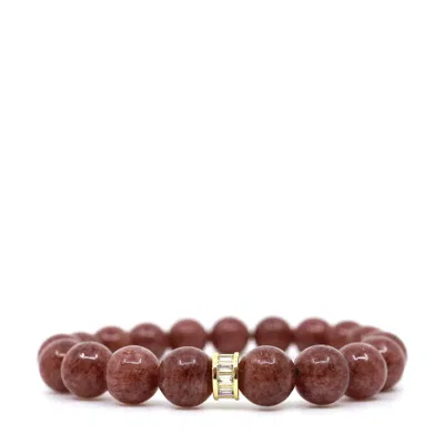 Shar Oke Men's Gold / Red Red Muscovite Bracelet In Multi