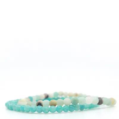 Shar Oke Men's Green Amazonite Beaded Bracelet