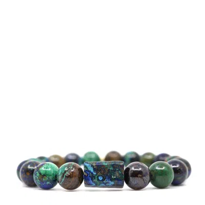 Shar Oke Men's Green / Blue Azurite Chrysocolla & 14k Solid Gold Bracelet In Multi