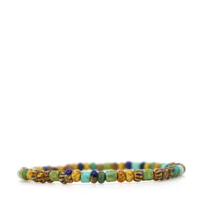 Shar Oke Men's Green / Blue / Brown Turquoise, Green & Blue Czech Picasso Bracelet