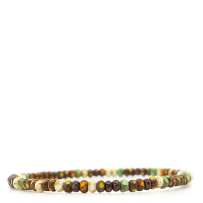 Shar Oke Men's Green / Brown Brown, Orange, Yellow & Cream Three Cut Czech Picasso Beaded Bracelet In Multi
