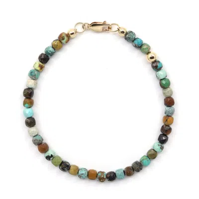 Shar Oke Men's Green / Brown / Neutrals Chrysocolla Cube Bracelet