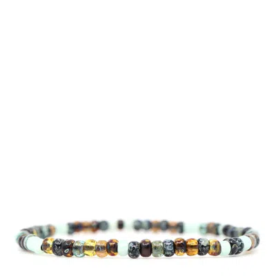 Shar Oke Men's Green / Brown Teal, Brown, Topaz & Sage Green Czech Picasso Beaded Bracelet In Multi