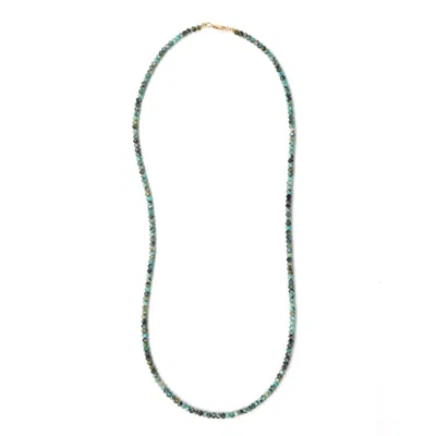 Shar Oke Men's Green / Gold Dainty African Turquoise Necklace