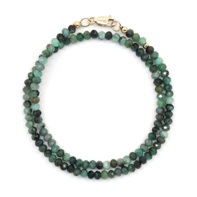 Shar Oke Men's Green / Gold Green Emerald Bracelet
