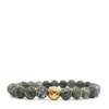 Shar Oke Men's Green / Gold / Neutrals African Turquoise & Gold Brass Bracelet In Green