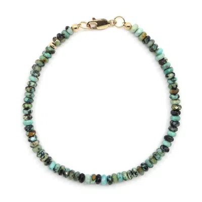 Shar Oke Men's Green / Gold / Neutrals Dainty African Turquoise Bracelet