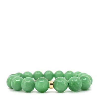 Shar Oke Men's Green / Gold South African Jade Beaded Bracelet In Multi