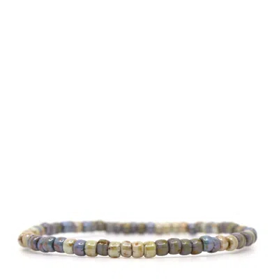 Shar Oke Men's Green Grey, Blue & Brown Czech Picasso Bracelet