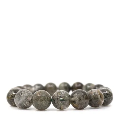 Shar Oke Men's Green Lodolite Garden Quartz Beaded Bracelet