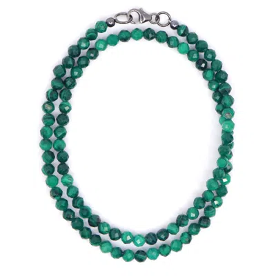 Shar Oke Men's Green Malachite Wrap Beaded Bracelet