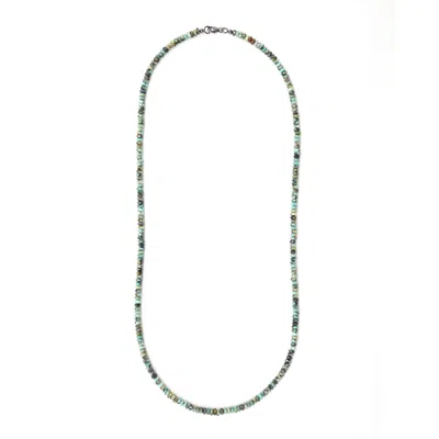 Shar Oke Men's Green / Neutrals / Silver Dainty African Turquoise Beaded Necklace In Multi