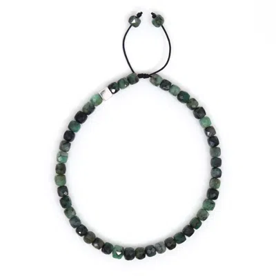 Shar Oke Men's Green / Silver / Black Emerald Cube Bracelet In Green/silver/black