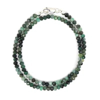 Shar Oke Men's Green / Silver Emerald & Sterling Silver Bracelet In Multi