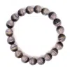 Shar Oke Men's Grey / Black / White Grey Banded Agate Beaded Bracelet
