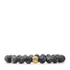 Shar Oke Men's Grey / Gold Larvikite, Silver & Gold Brass Bracelet In Black