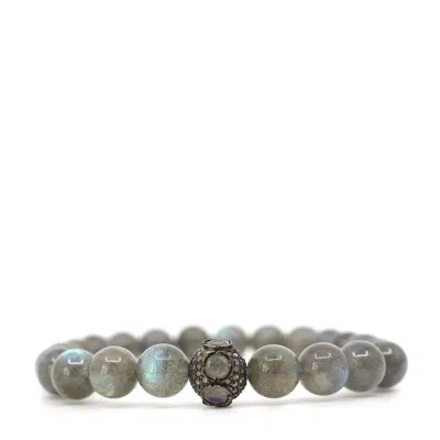 Shar Oke Men's Grey Labradorite & Sterling Silver Bracelet