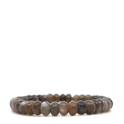 Shar Oke Men's Grey / Neutrals Grey Taupe Moonstone Bracelet