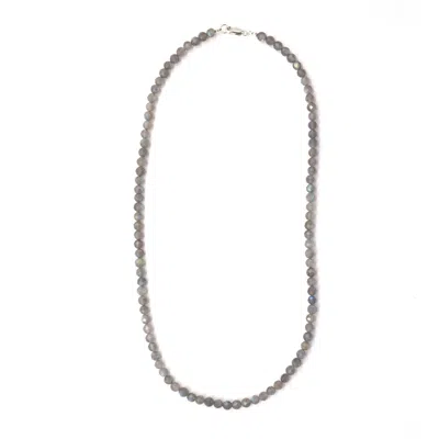 Shar Oke Men's Grey / Silver Labradorite Necklace
