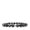 Shar Oke Men's Grey / Silver Larvikite & Sterling Silver Cubic Zirconia Bracelet In Black