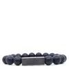 Shar Oke Men's Matte Black Onyx & Black Stainless Steel Bar Beaded Bracelet