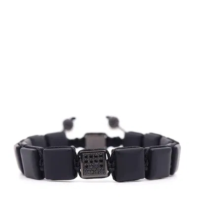 Shar Oke Men's Matte Black Onyx Square Bracelet