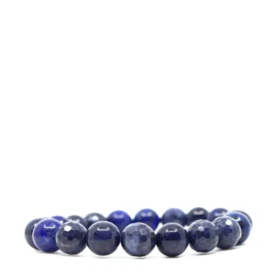 Shar Oke Men's Natural Untreated Blue Sapphire & Lapis Lazuli Bracelet In Multi