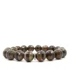 Shar Oke Men's Neutrals / Brown / Silver Agates & Diamonds Beaded Bracelet